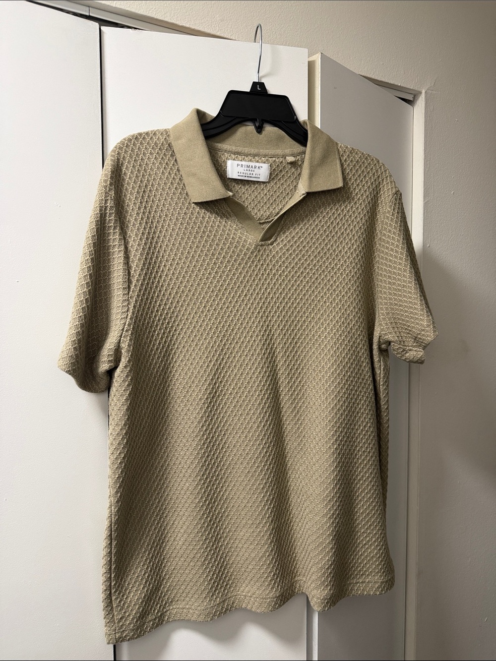 Primark Men’s Light Beige Textured Polo